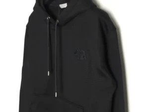 Dior black hoodie with embroidered logo cotton blend fabric and drawstring hood