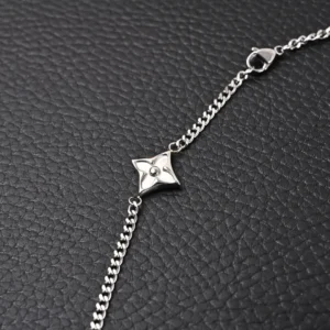Louis Vuitton bracelet silver-tone metal LV flower charm chain accessory silver color