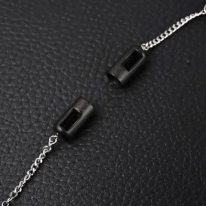 Louis Vuitton bracelet black resin silver chain accessory with rectangular cutout design