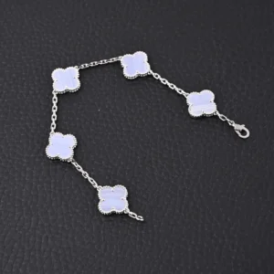 Van Cleef & Arpels Alhambra bracelet blue chalcedony silver chain accessory