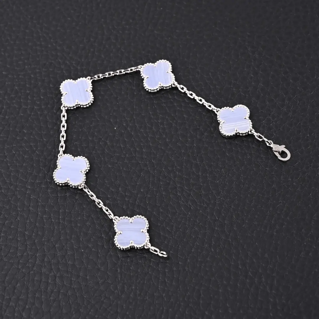 Van Cleef & Arpels Alhambra bracelet blue chalcedony silver chain accessory