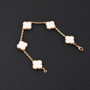 Van Cleef & Arpels Alhambra bracelet white mother-of-pearl clover rose gold chain accessory