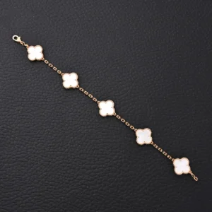 Van Cleef & Arpels Alhambra bracelet white mother-of-pearl clover rose gold chain accessory
