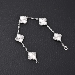 Van Cleef & Arpels Alhambra bracelet silver chain with quatrefoil clover motifs sterling silver material