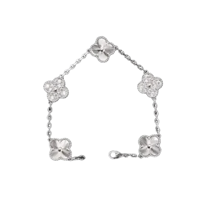 Van Cleef Arpels laser silver diamond clover with five flowers