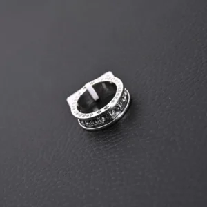 Chrome Hearts ring silver color sterling silver band with engraved cross and gothic lettering design