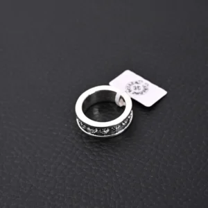 Chrome Hearts ring silver metal with engraved cross and floral motifs accessory