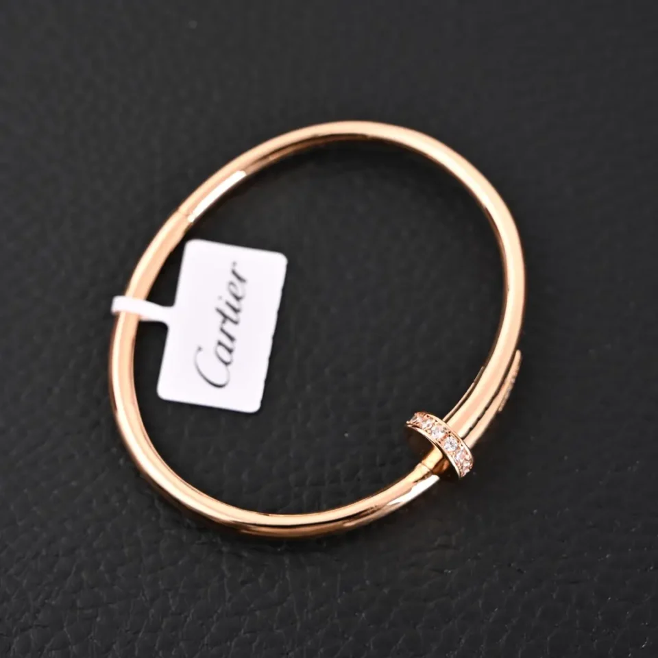 Cartier Juste un Clou bracelet rose gold with diamond pavé accent luxury accessory