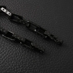 Louis Vuitton chain link bracelet black metal engraved monogram design accessory