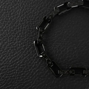 Louis Vuitton bracelet black metal chain links with monogram detail accessory
