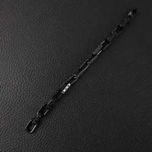 Louis Vuitton chain link bracelet black metal signature engraved design accessory