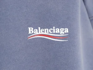 Balenciaga sweatshirt blue cotton fabric with white and red logo print on chest