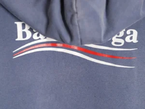 Balenciaga hoodie navy blue cotton with white and red printed logo design