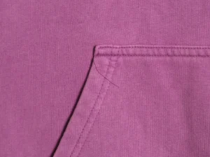 Repsgoat cotton hoodie purple fabric close-up showing pocket detail and stitching