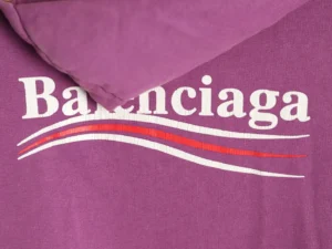 Balenciaga T-shirt purple cotton fabric with white and red wave logo print