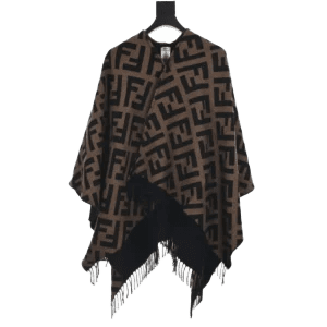 Full Print Letter Logo Old Flower Double sided Cashmere Tassel Coat