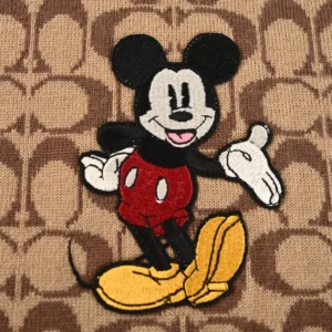Coach Mickey Mouse patch beige brown signature jacquard fabric accessory