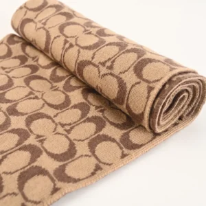 Coach signature scarf beige brown wool blend winter accessory