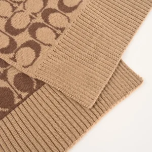 Coach scarf beige signature jacquard wool blend accessory