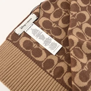 Coach Disney x Coach scarf brown wool knit with signature print