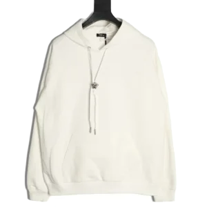 Versace solid color chest button hooded sweatshirt