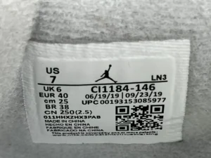 Nike Air Jordan 1 Low LN3 CI1184-146 white synthetic sneakers with size US 7 label inside
