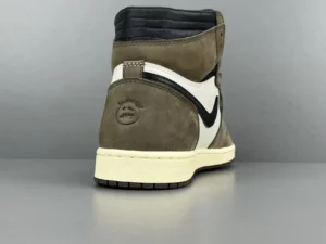 Nike Air Jordan 1 High OG Travis Scott dark mocha white black suede leather sneakers