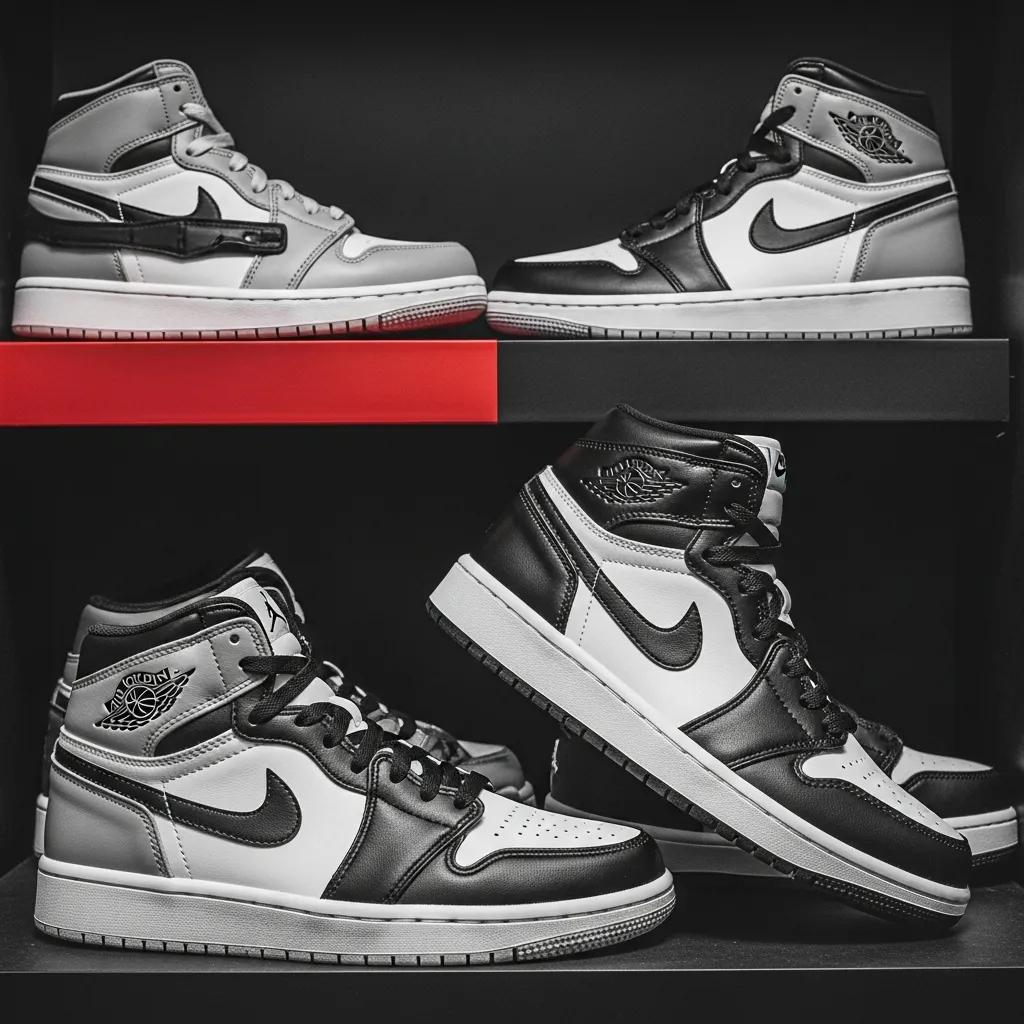 High-quality replica Jordan shoes displayed on a stylish shelf, highlighting sneaker culture