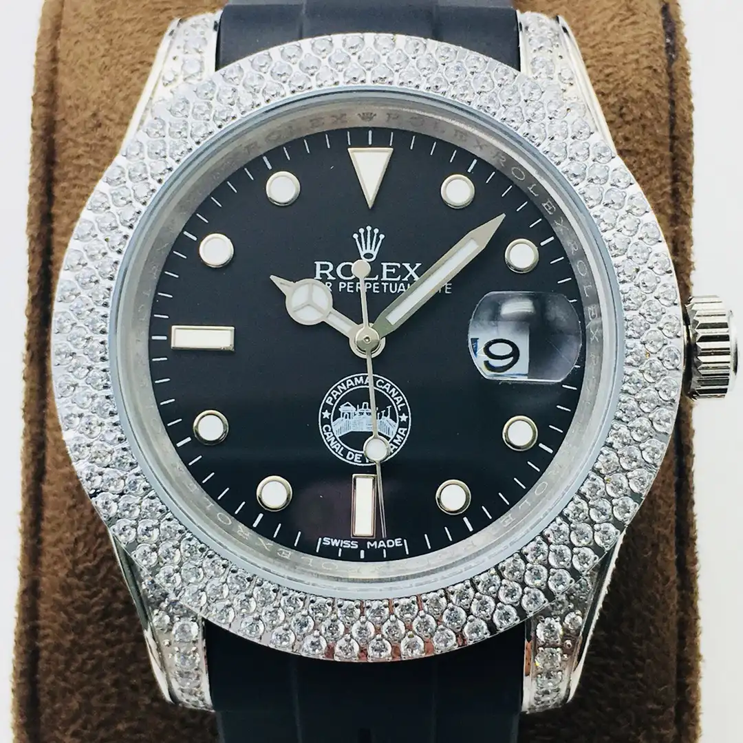 Fake Rolex Submariner Black Diamond Oysterflex Premium Rubber Strap 40MM