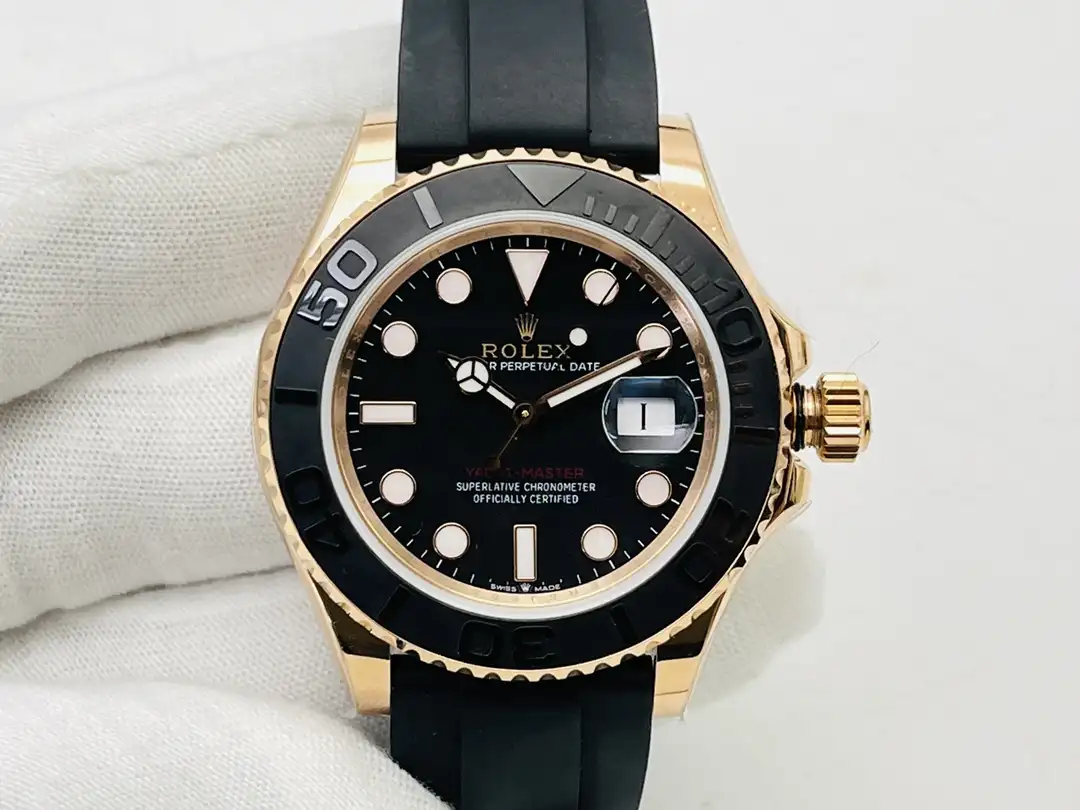 Rolex Yacht-Master 40mm Rose Gold Black Dial Oysterflex Strap Premium Edition