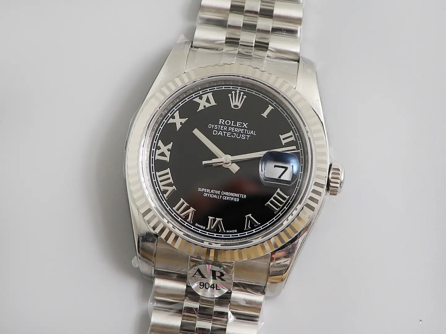 Fake Rolex Datejust Black Roman Best Jubilee Bracelet 36MM