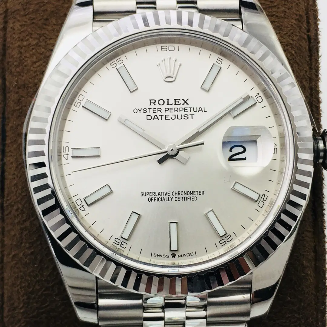 Fake Rolex Datejust White Gold Steel Silver Index Premium 41MM Jubilee