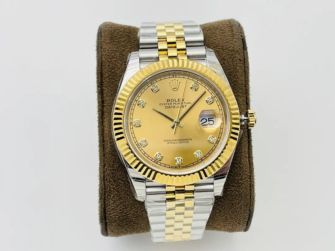 Fake Rolex Datejust Champagne Diamond Best Jubilee Bracelet 41MM