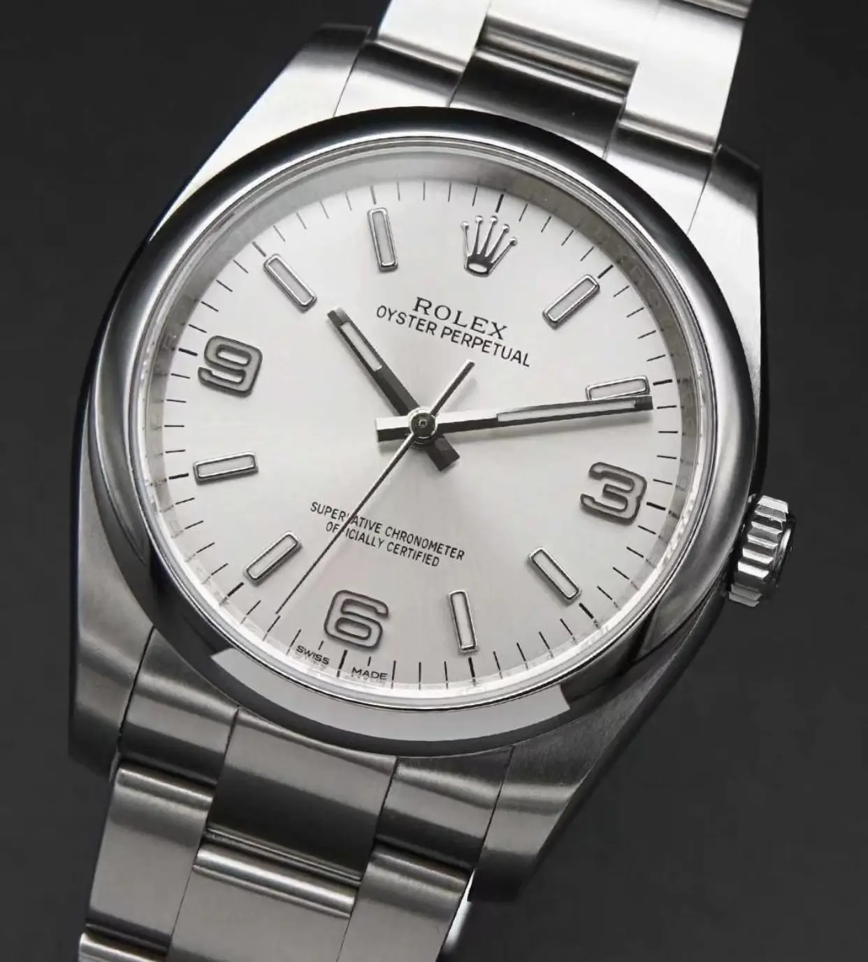 Rolex Oyster Perpetual 36 Silver New Stainless Steel Bracelet Stunning