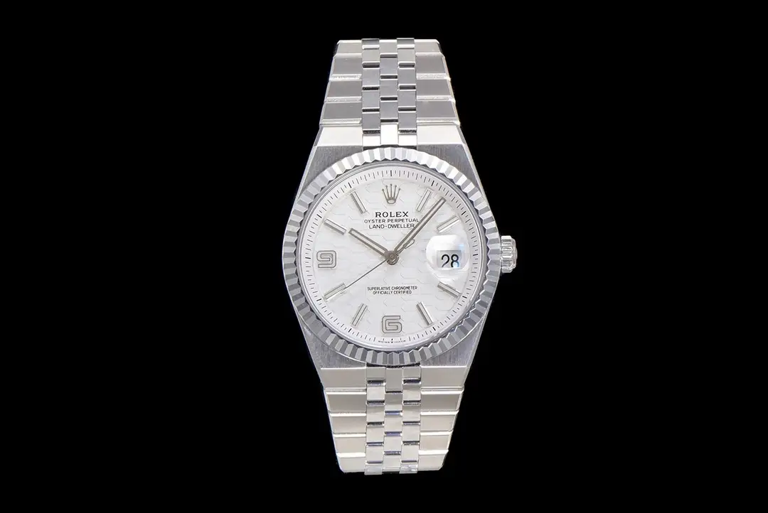 Fake Rolex Land-Dweller White Dial Premium Flat Jubilee Bracelet 40MM