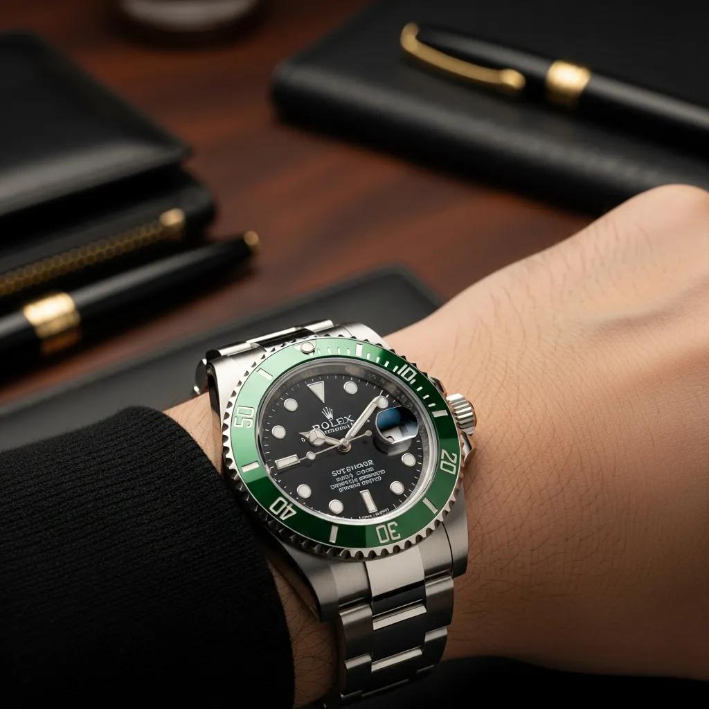 Luxury fake Rolex Submariner watch displayed elegantly on a wrist