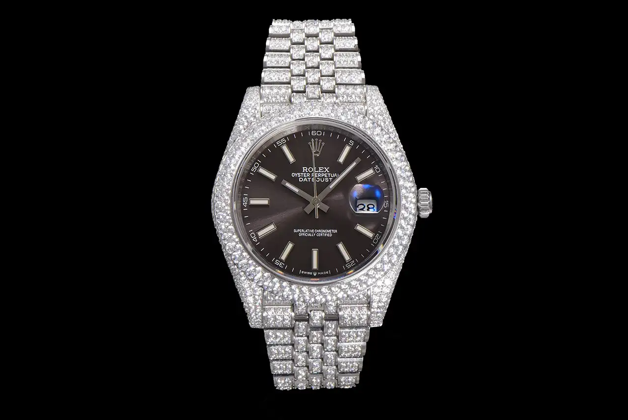 Dazzling iced datejust replica 41MM Black Dial Special Diamond Edition