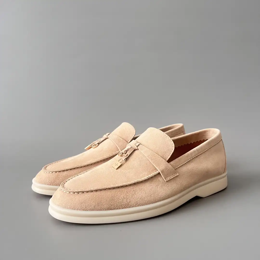 Loro Piana round toe low top women's loafers.encoding
