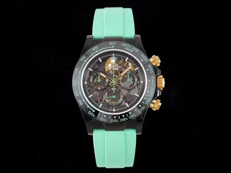 Best Rolex Daytona Skeleton PVD Avocado Green replica 40MM Rubber Strap Edition