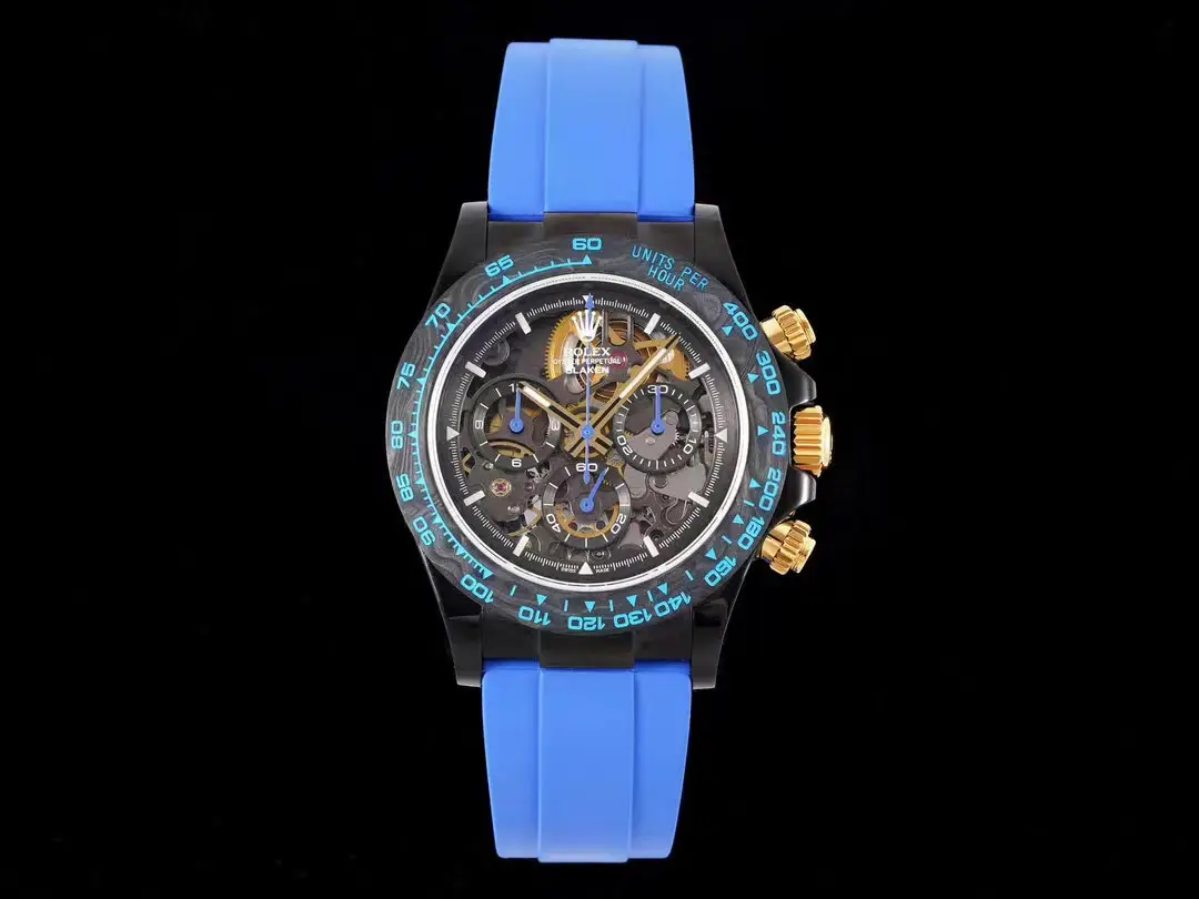 Best Rolex Daytona Skeleton Blue replica 40MM Blue Rubber Strap Edition