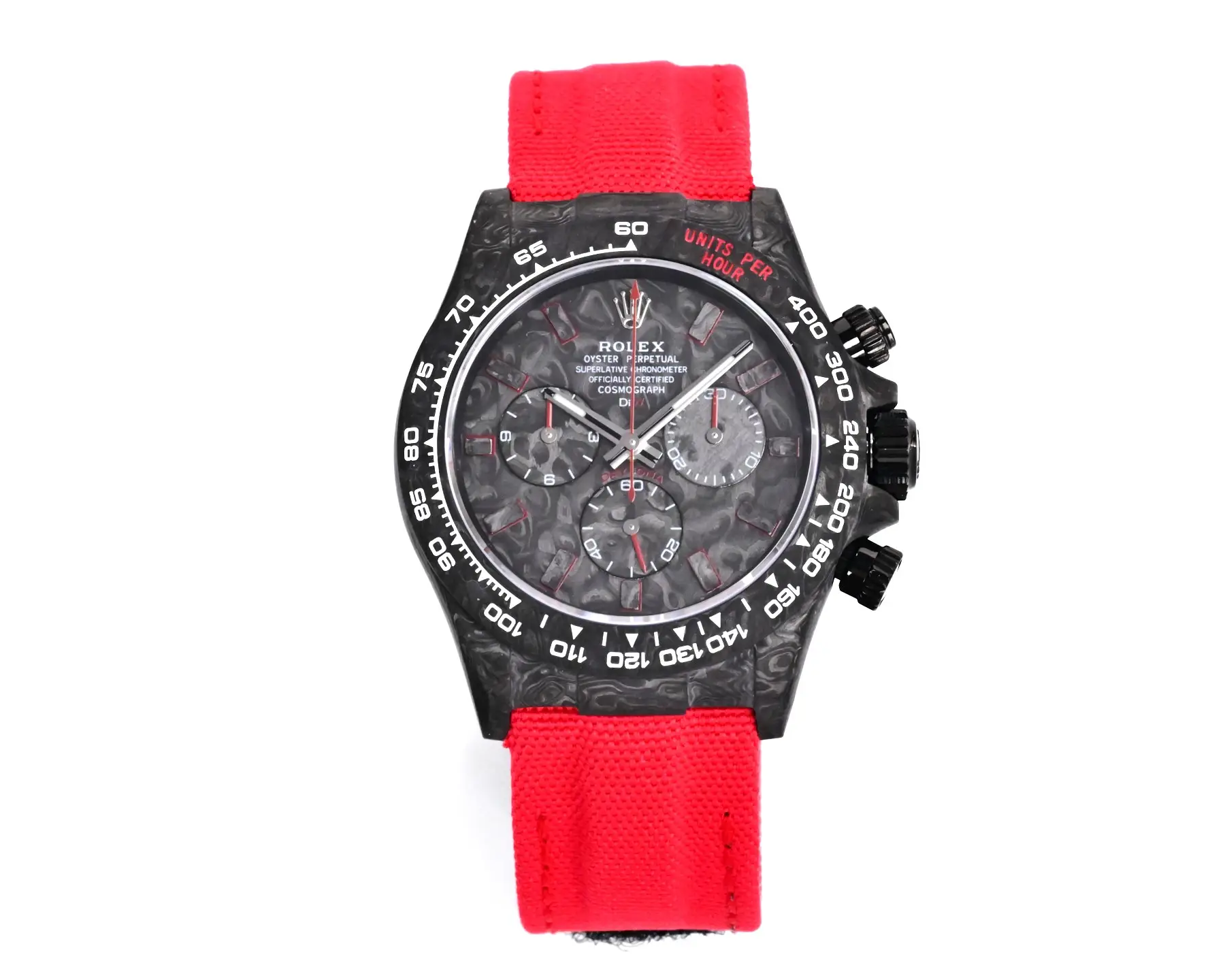 Fearless carbon daytona skeleton replica 40MM Red Strap Edition