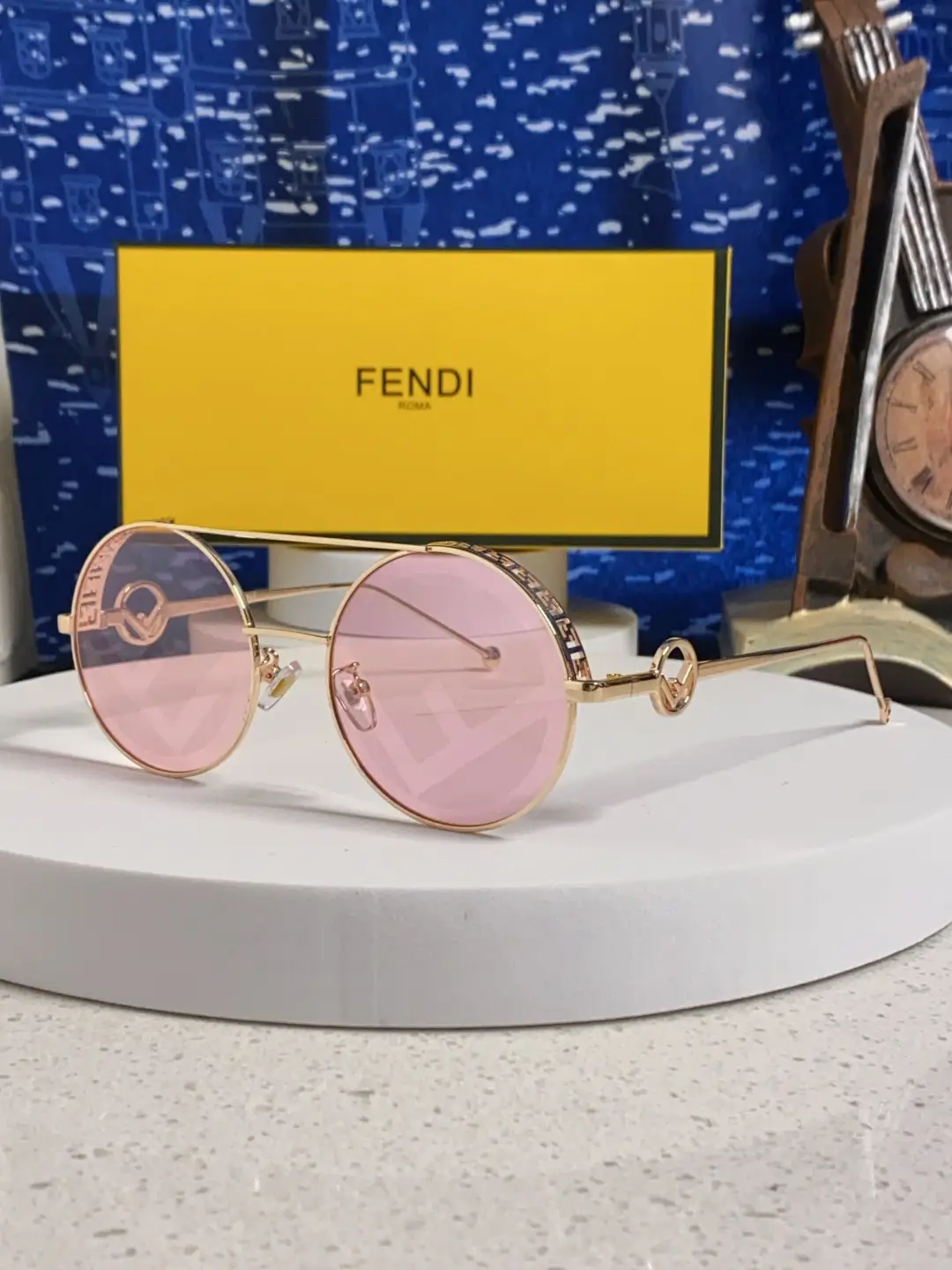 Fendi 2026 new cyberpunk futuristic double beam circular narrow frame sunglasses for men and women