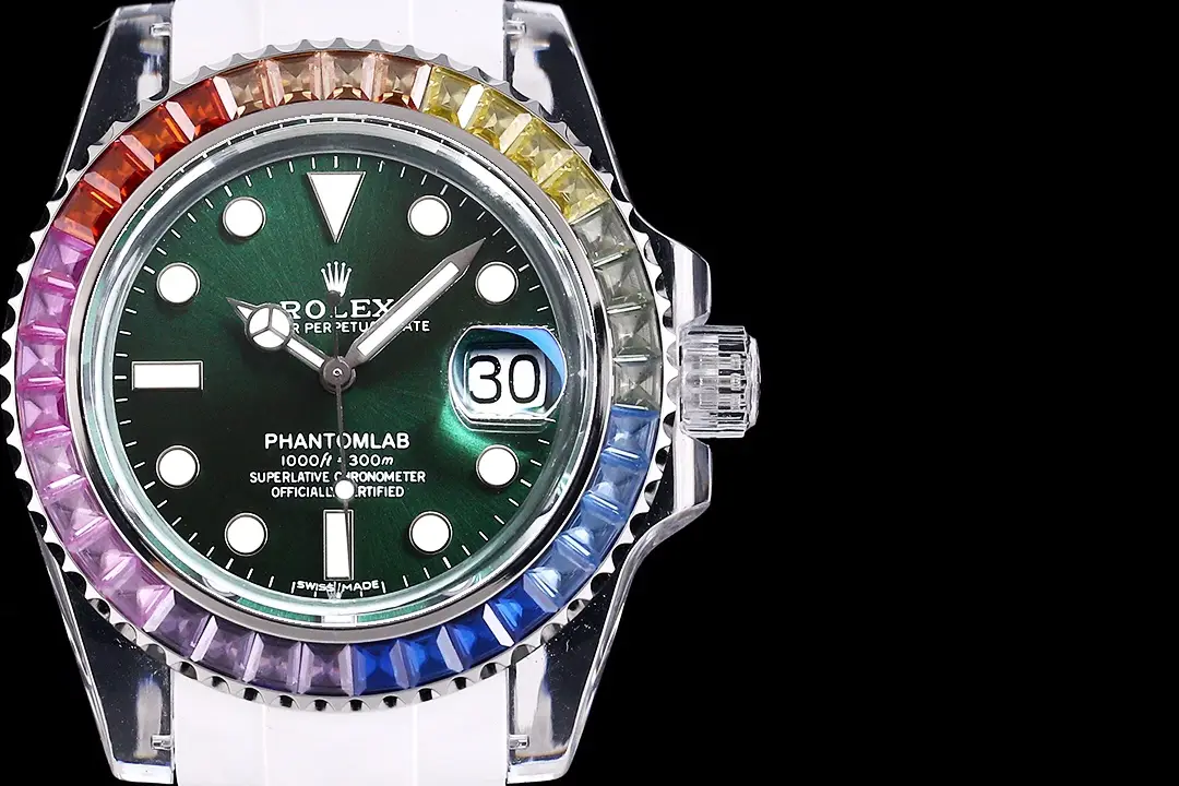 Premium Rolex Submariner Date Sapphire Rainbow replica 40MM White Rubber Strap Edition