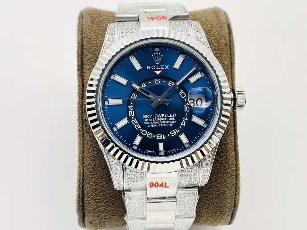 Fake Rolex Sky Dweller Blue Diamond Best Oyster 42MM Watch
