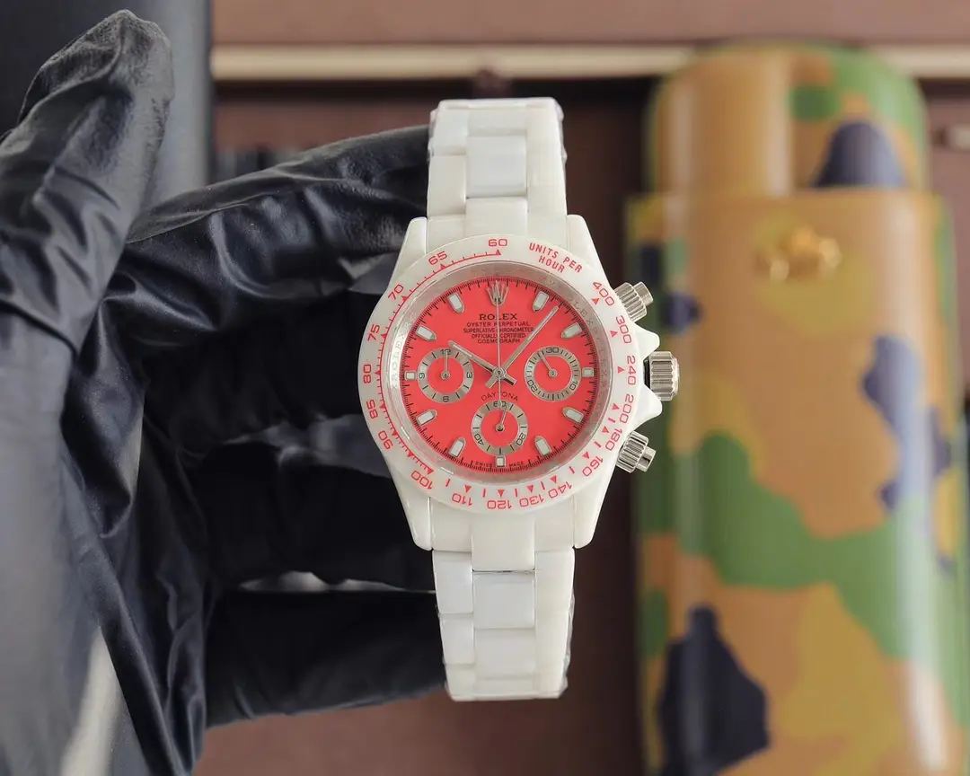 Charming white ceramic daytona replica 40MM Young Lady Red Dial