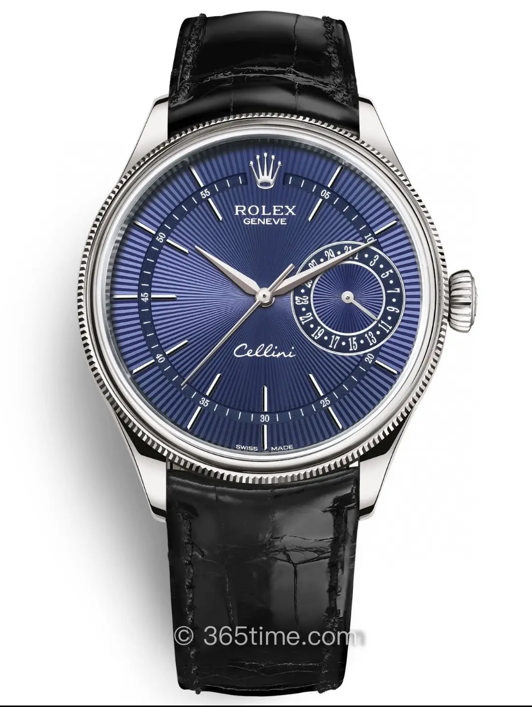Elegant Rolex Cellini Calendar replica 39MM Blue Dial Black Leather Strap Edition