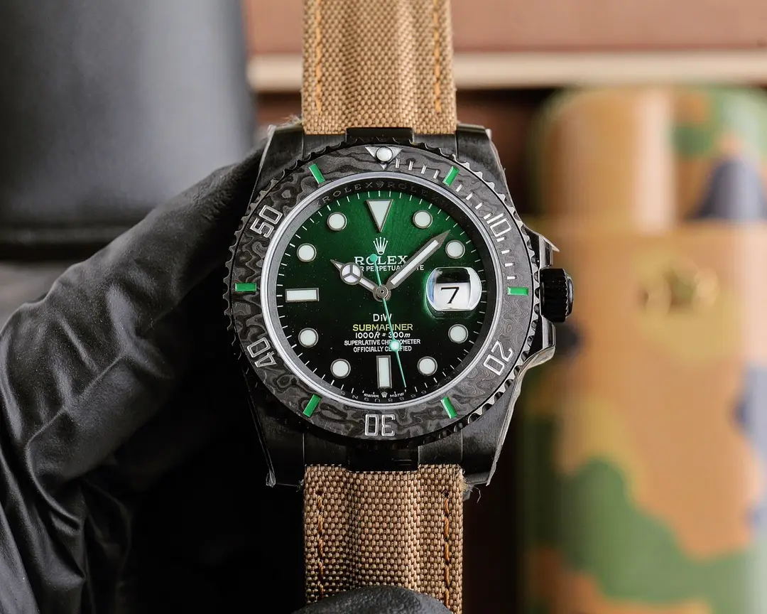 Best Rolex Submariner Military Carbon replica 40MM Tan Fabric Strap Edition