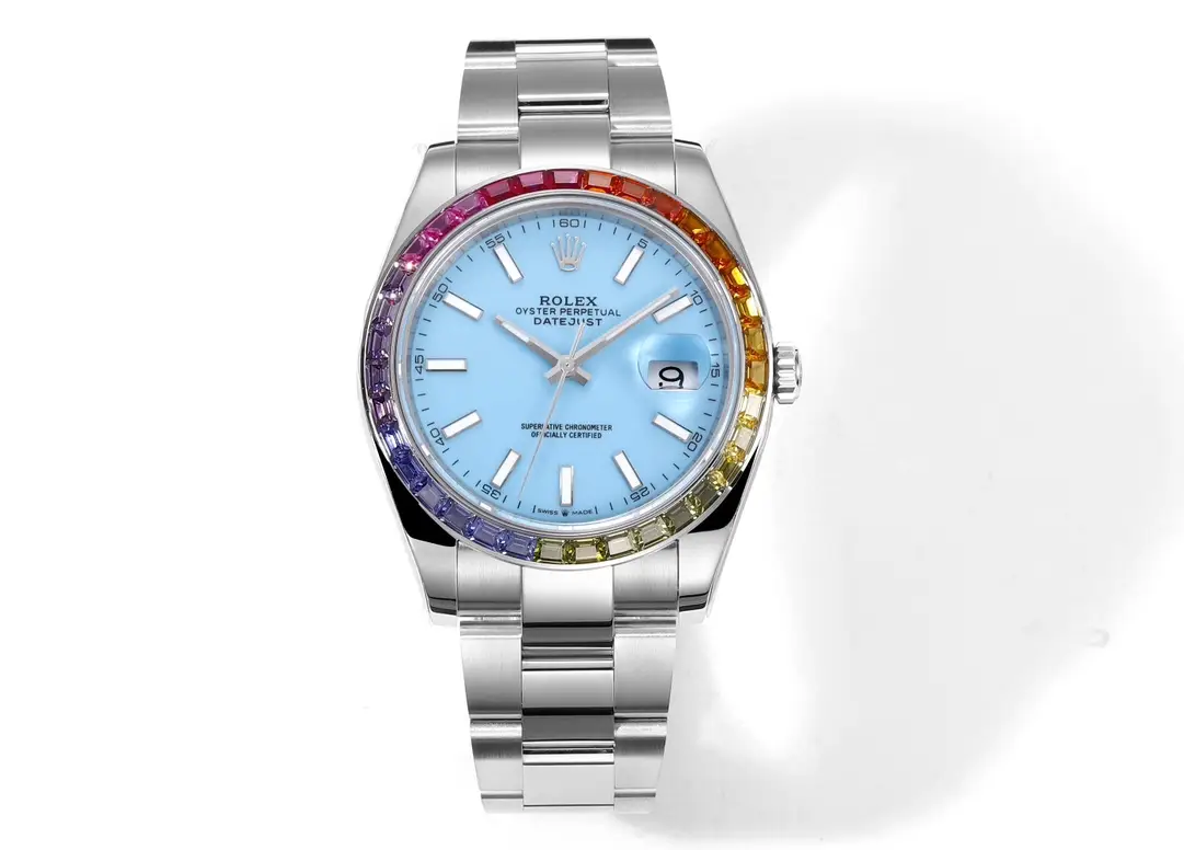 Best Rolex Datejust Rainbow Blue replica 41MM Oyster Bracelet Edition
