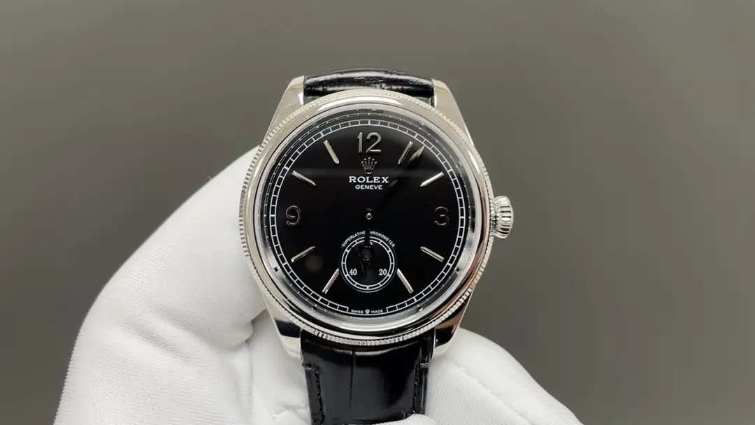 Timeless rolex 1908 black replica 39MM White Gold 52508