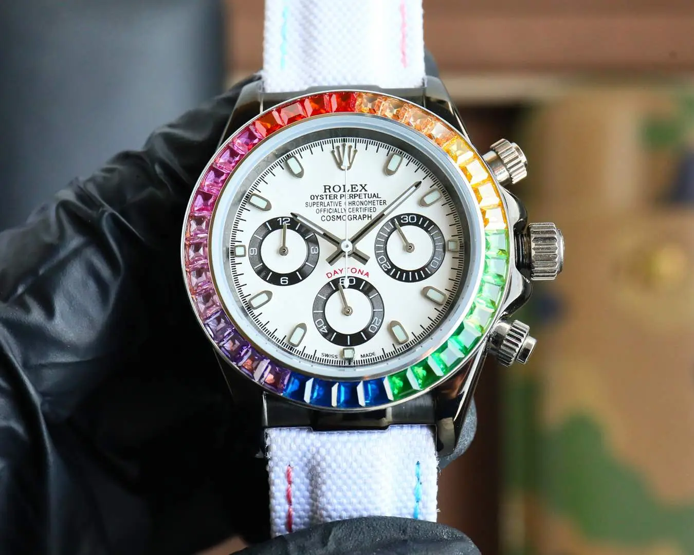Dazzling rainbow daytona replica 40MM White Dial 116599RBOW